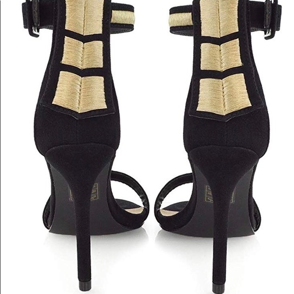 Ankle Strap Stiletto Thread Detail Open Toe Shoes - Picture 4 of 4